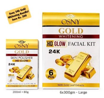 Osny 24K Gold Facial Kit | 6x300 grams Large + Osny Gold Skin Polisher | Instant whitening | Vol 20 Developer & Bleach Powder Blonder Gel